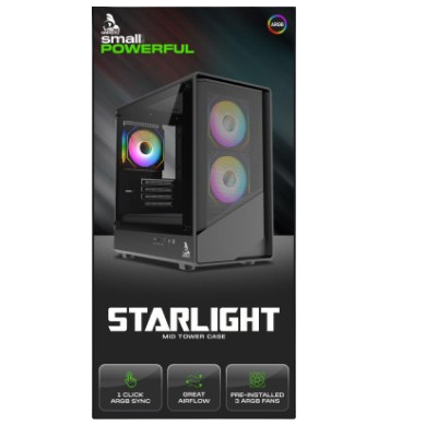 TAG STARLIGHT M-ATX MID TOWER PC CASE (BLACK)