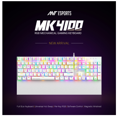 Ant Esports MK4100 RGB Wired Mechanical Gaming Keyboard White (RED SWITCH)