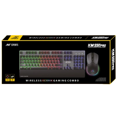 Ant Esports KM550 PRO Gaming Keyboard-Mouse Combo RAINBOW WIRELESS (BLACK)