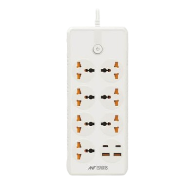 Ant Esports PS722 Power Strip 7 Socket with USB Ports (WHITE)