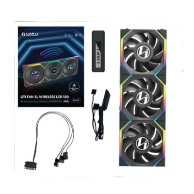 LIAN LI UNI FAN SL WIRELESS LCD 120 ARGB CABINET FAN BLACK (PACK OF 3)