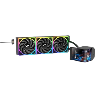 THERMALTAKE MAGCURVE 360 ULTRA ARGB SYNC AIO LIQUID COOLER REVERSE FAN BLADES (BLACK)