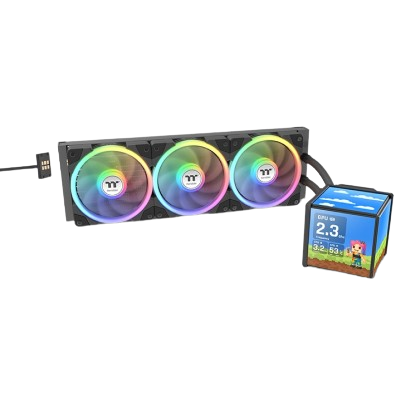 THERMALTAKE MINECUBE 360 ULTRA ARGB SYNC AIO LIQUID COOLER REVERSE FAN BLADES (BLACK)