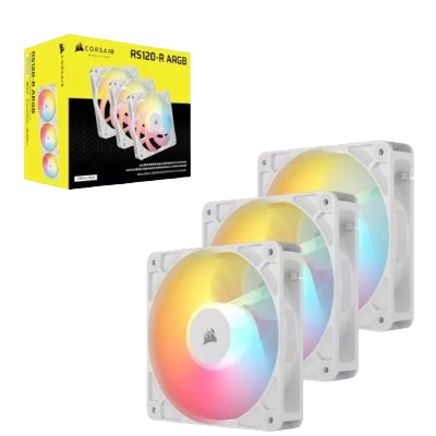 CORSAIR RS120-R ARGB REVERSE ROTOR PWM FANS(PACK OF 3 ) WHITE