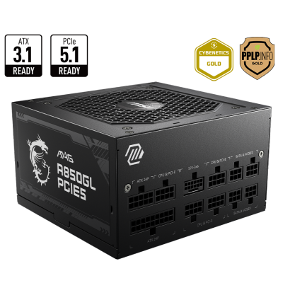 MSI MAG A850GL PCIE5 ATX 3.1 80 Plus Gold FULL MODULAR (BLACK)