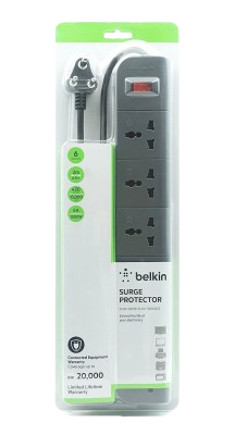 Belkin Essential Series 6-Socket Surge Protector Universal Socket