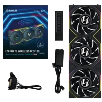 LIAN LI UNI FAN TL WIRELESS LCD 120 ARGB REVERSE BLADE CABINET FAN BLACK (PACK OF 3)