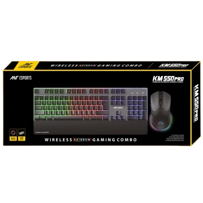 Ant Esports KM550 PRO Gaming Keyboard-Mouse Combo RAINBOW WIRELESS (BLACK)