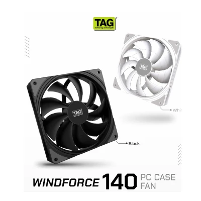 TAG WINDFORCE 140 BLACK 140mm (SINGLE PACK) PC CASE FAN