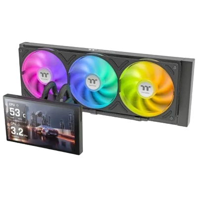 THERMALTAKE ST360 ULTRA ARGB 7" LCD SCREEN 360mm CPU LIQUID COOLER (BLACK) 1