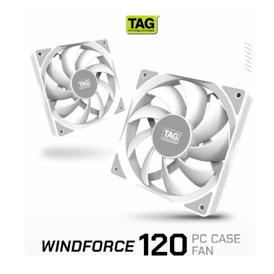 TAG WINDFORCE 120 WHITE 120mm (SINGLE PACK) PC CASE FAN