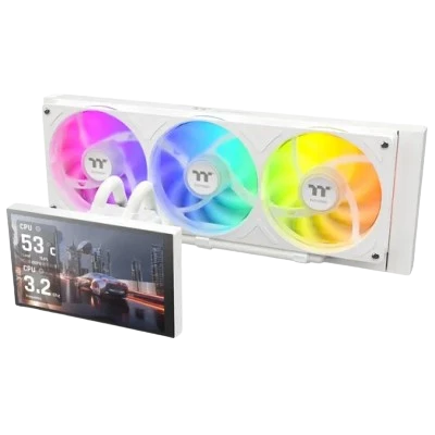 THERMALTAKE ST360 ULTRA ARGB 7" LCD SCREEN 360mm CPU LIQUID COOLER (WHITE) 1