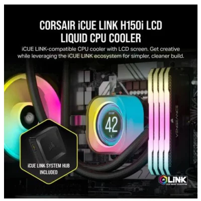 CORSAIR iCUE LINK H150i LCD Liquid CPU Cooler 360mm (BLACK) 2