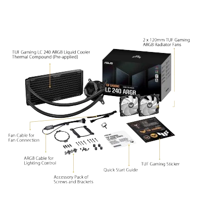 ASUS TUF Gaming LC 240 ARGB 240mm Liquid CPU Cooler (BLACK) 2