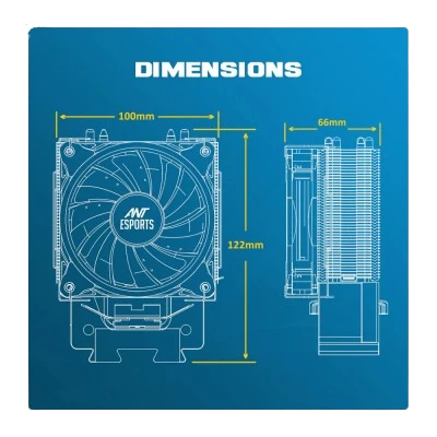 Ant Esports ICE-C200 120mm CPU AIR Cooler with Heatsink 3