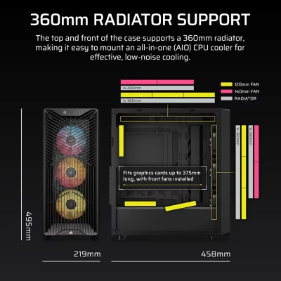 CORSAIR 3200D RS ARGB ATX Mid Tower PC Case (BLACK) 5