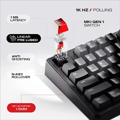 CYBEART AKULA 99 COMPACT FULL SIZE WIRELESS RGB MECHANICAL KEYBOARD (BLACK) 5