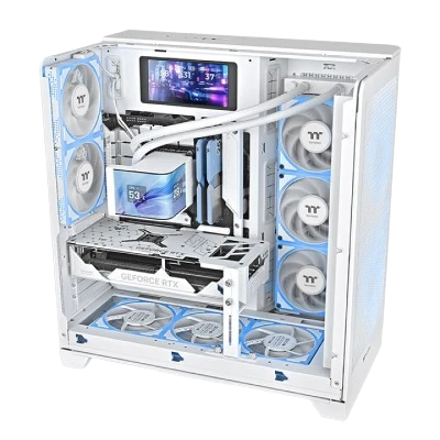 THERMALTAKE MAGCURVE 360 ULTRA ARGB SYNC SNOW EDITION AIO LIQUID COOLER 360mm REVERSE FAN BLADES (WHITE) 5