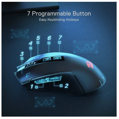 REDRAGON TRIDENT PRO M693 RGB WIRED, WIRELESS AND BLUETOOTH MOUSE (BLACK) 5