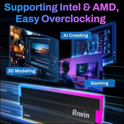 BIWIN DW100 16GB DDR5 6000 MHz RGB DESKTOP RAM (BLACK) CL28 5