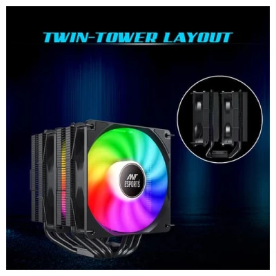 Ant Esports ICE-C621 ARGB 120mm Dual Tower CPU Air Cooler (Black) 5
