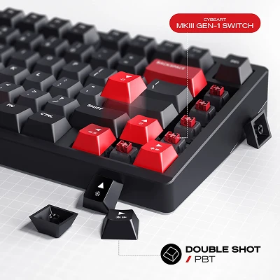 CYBEART X75 RHINO CNC ALUMINIUM WIRELESS RGB MECHANICAL KEYBOARD (BLACK) 5